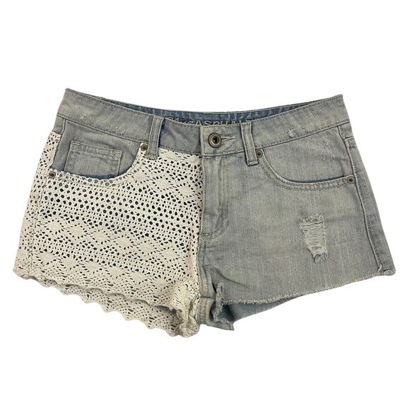 Blue Asphalt Shorts Size 5 Blue Cutoff Crochet Distressed Frayed Hem Denim - Picture 1 of 15